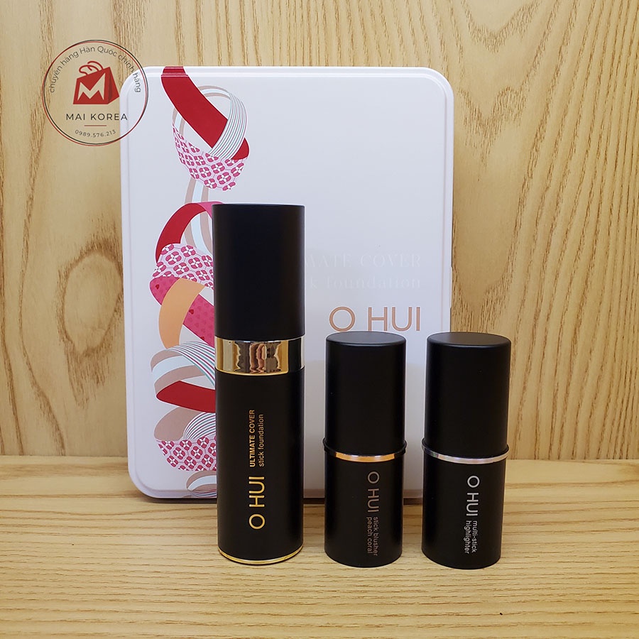 Kem nền dạng thỏi OHUI ULTIMATE COVER Stick Foundation set 3 món