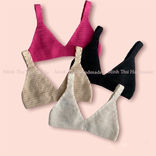 [Minh Thư Handmade] Áo Hai Dây LILY Bra Top Len Móc Có Mút Ngực - Áo Croptop Len Sexy Đi Biển Du Lịch Sẵn HCM(Đã bán 1k)