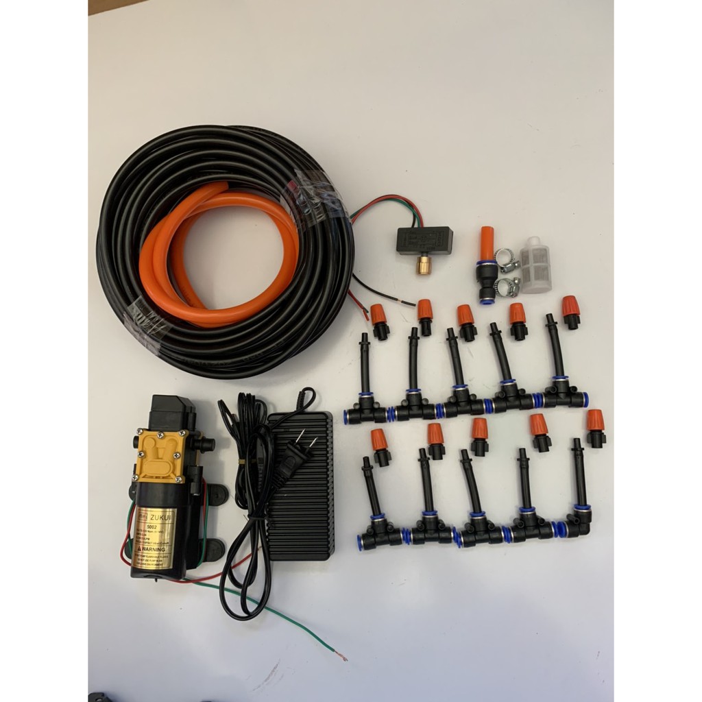 bơm tưới cây 10 béc phun 1 hướng cam sử dụng bơm đơn zuki kèm ng,uồn 15M dây 1m dây hút và phụ kện có chiếc áp