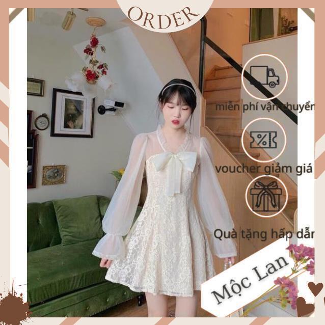 (MộcLan ORDER) 🎀Váy ulzzang ren lưới kiểu tiểu thư tay loe/Đầm xoè công chúa dự tiệc bánh bèo điệu vintage đi tiệc | BigBuy360 - bigbuy360.vn