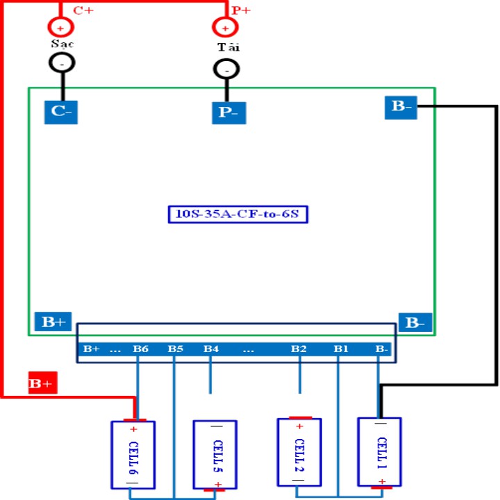 Mạch 10S 36V 35A, chuyên sạc và bảo vệ pin Li-ion 3.7V.