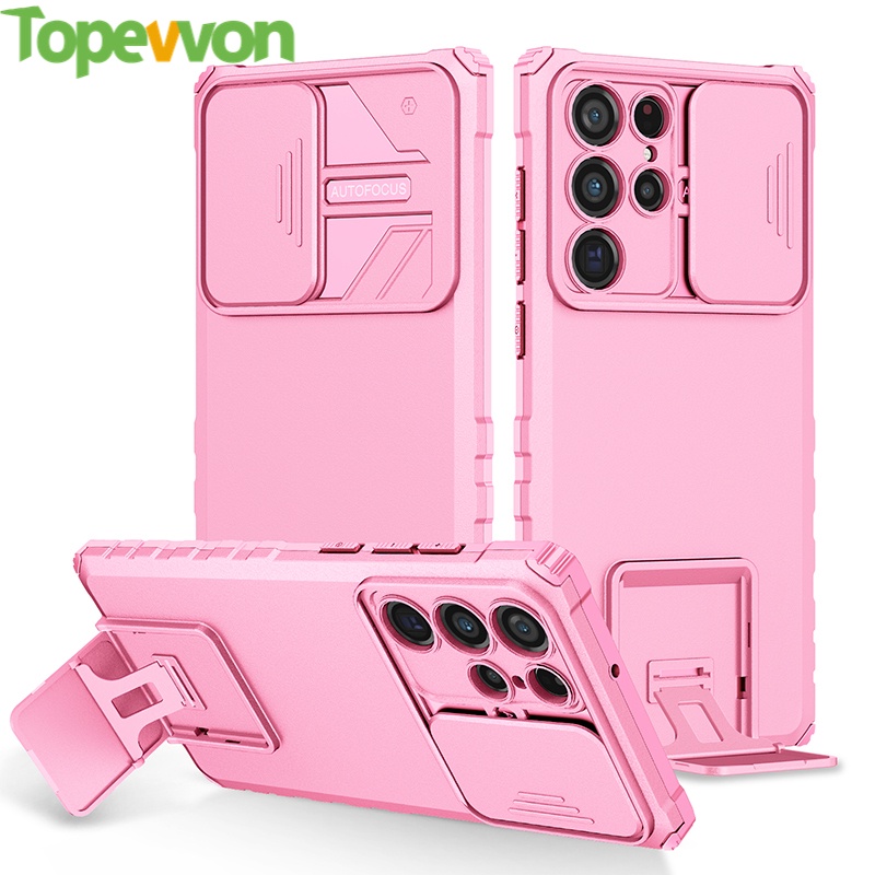 Ốp điện thoại TOPEWON có nắp trượt bảo vệ camera chống rơi có giá đỡ cho Samsung Galaxy A73 A53 A33 A32 A52 A72 5G