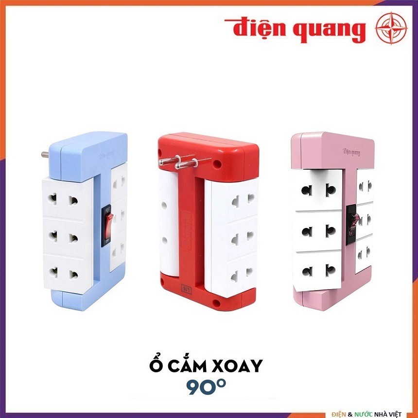 Ổ CẮM XOAY ĐIỆN QUANG ĐQ ESK RT 6RW - 6BW - 6PW BẢO VỆ QUÁ TẢI ( GÓC XOAY 90 ĐỘ )