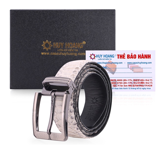 Thắt lưng nam da trăn vip 4P đầu kim màu da nguyên thủy, đen, nâu, trắng HP4336-37-38-40