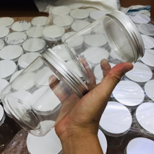 100 hủ nhựa nắp nhôm 500gr - combo 100 hủ pet nhựa 500gr có nắp lót - hủ nhựa trong suốt 500gr nắp thiếc nhôm bạc