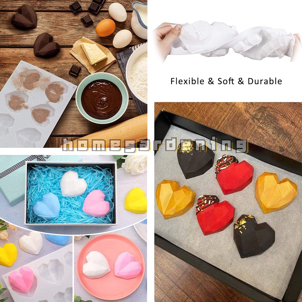 Khuôn Silicone 8 Ngăn Tạo Hình Trái Tim Trang Trí Bánh