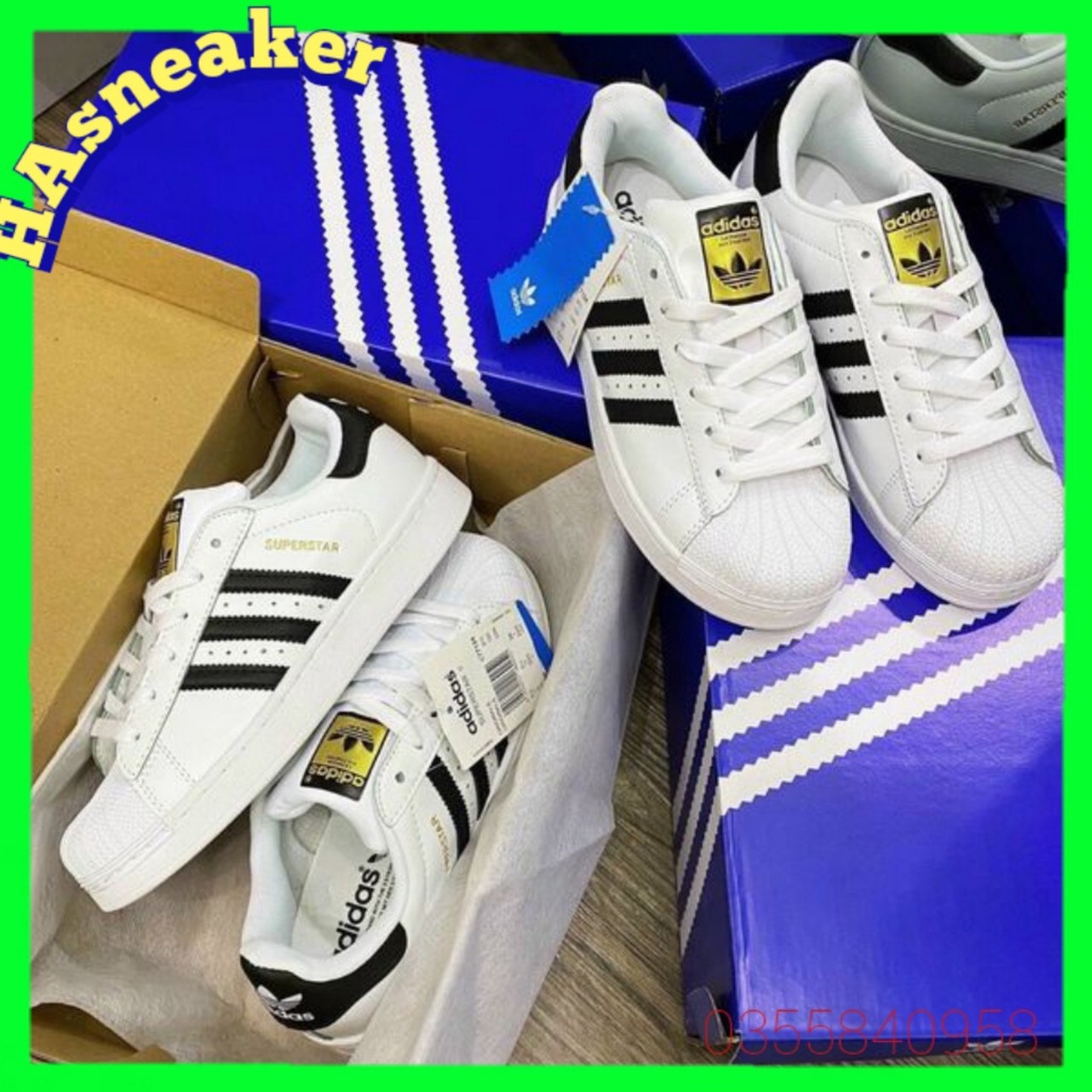 giày superstar [ẢNH THẬT] mũi sò màu trắng sọc đen, giày thể thao nam nữ adidas mũi sò vip da thật, full size | BigBuy360 - bigbuy360.vn