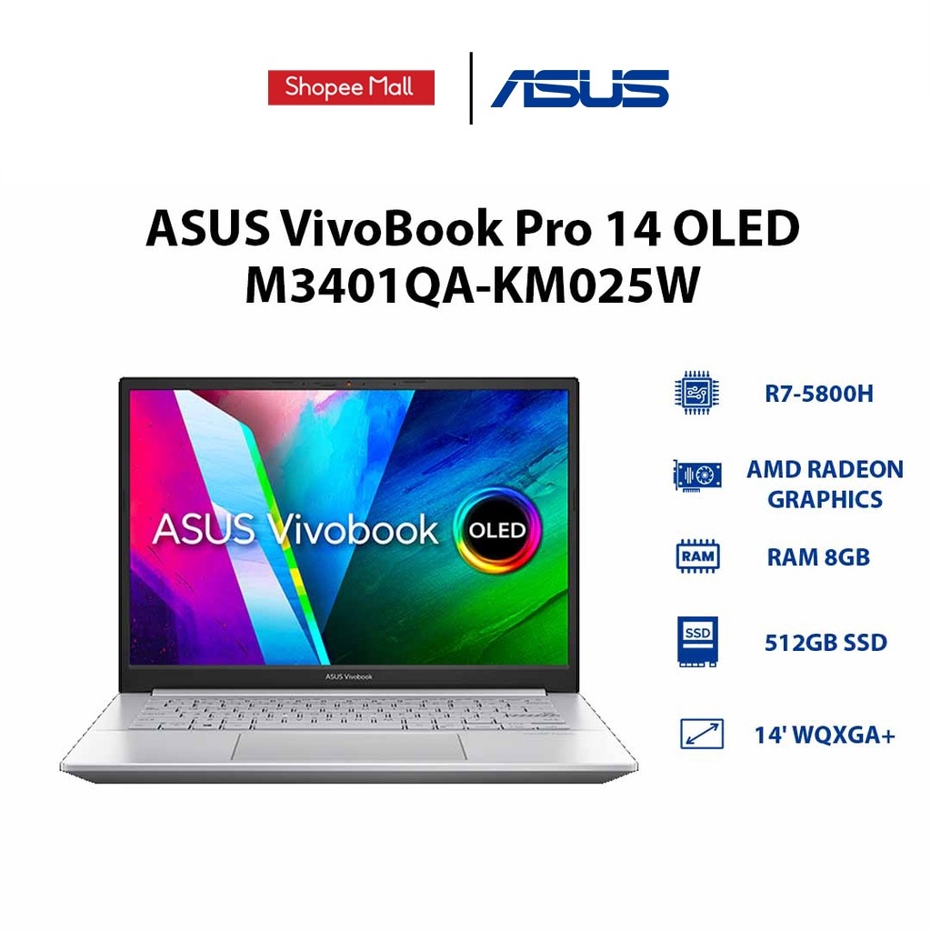 Laptop ASUS VivoBook Pro 14 OLED M3401QA-KM025W R7-5800H | 8GB | 512GB |14' WQXGA+