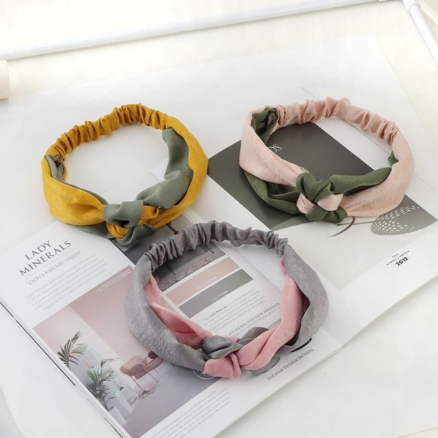 Băng Đô Thắt Nút Phối Màu Hàn Quốc Vintage Thời Trang