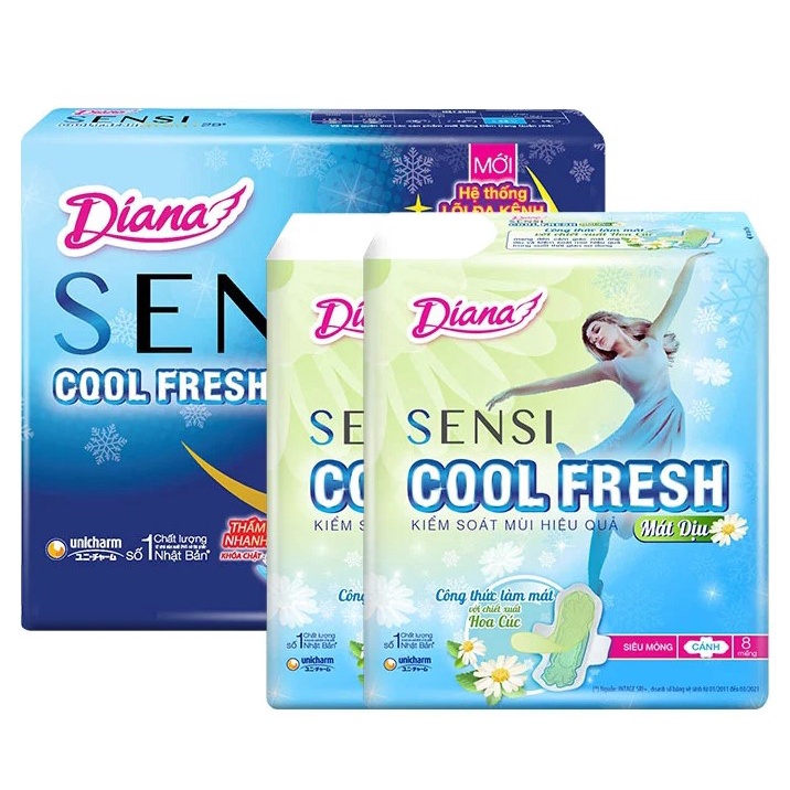 Băng Vệ Sinh Diana Sensi Cool Fresh Có Cánh che tên sản phẩm khi giao hàng