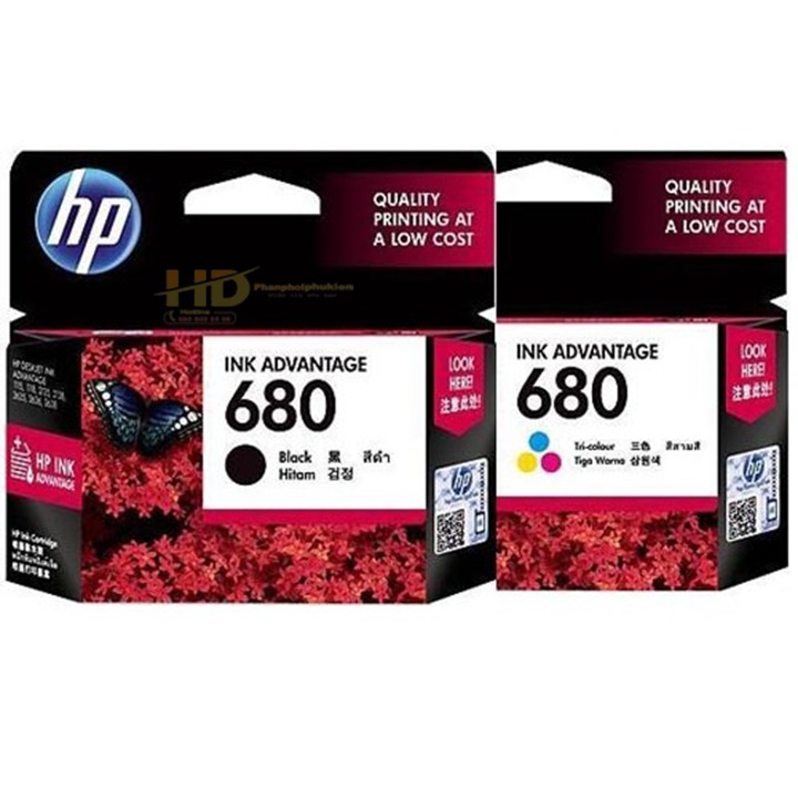 COMBO Mực in phun màu HP 680 Đen và Màu - HP DeskJet Ink Advantage 3635 - 2135 - 3835 - 4535 - 1115 - 4675