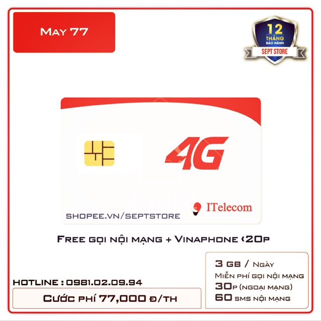 Sim Đông Dương ( itelecom) Dùng mạng vinaphone