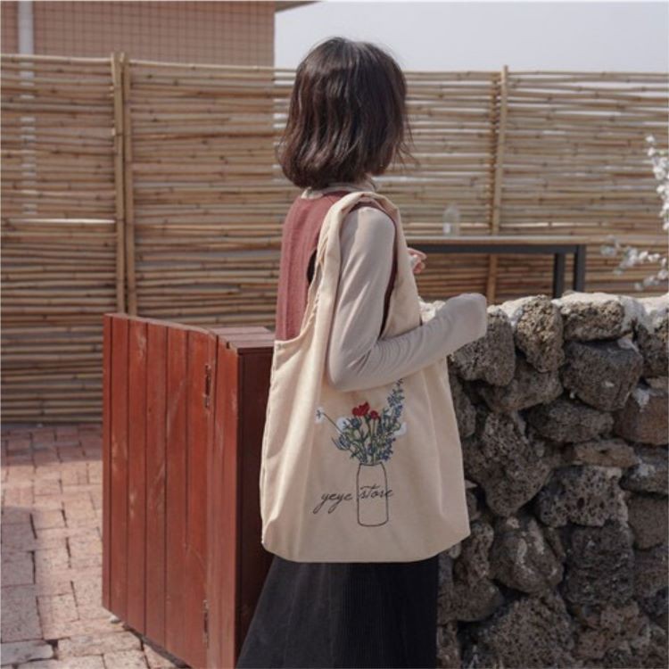 [ MẪU MỚI NHẤT] Túi xách nữ vải canvas hình bình hoa đựng đồ đi chơi đi học đi làm phong cách Hàn Quốc