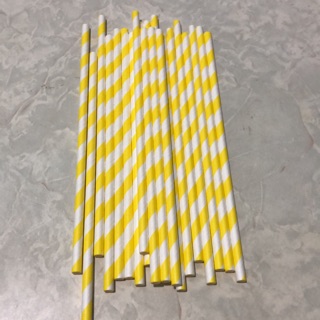 Ống hút giấy phi 6 sọc vàng ( 100 ống/1túi)