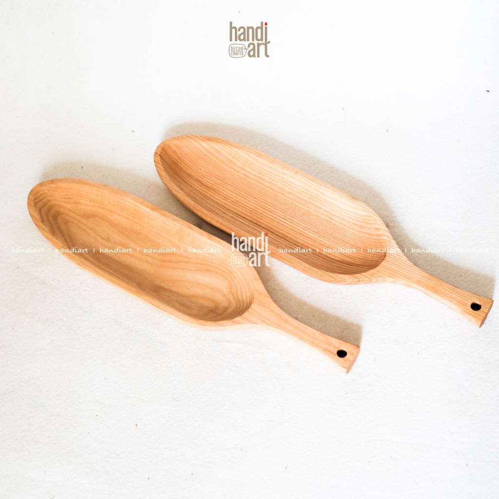 Khay gỗ tay cầm hình trái bí, wooden tray