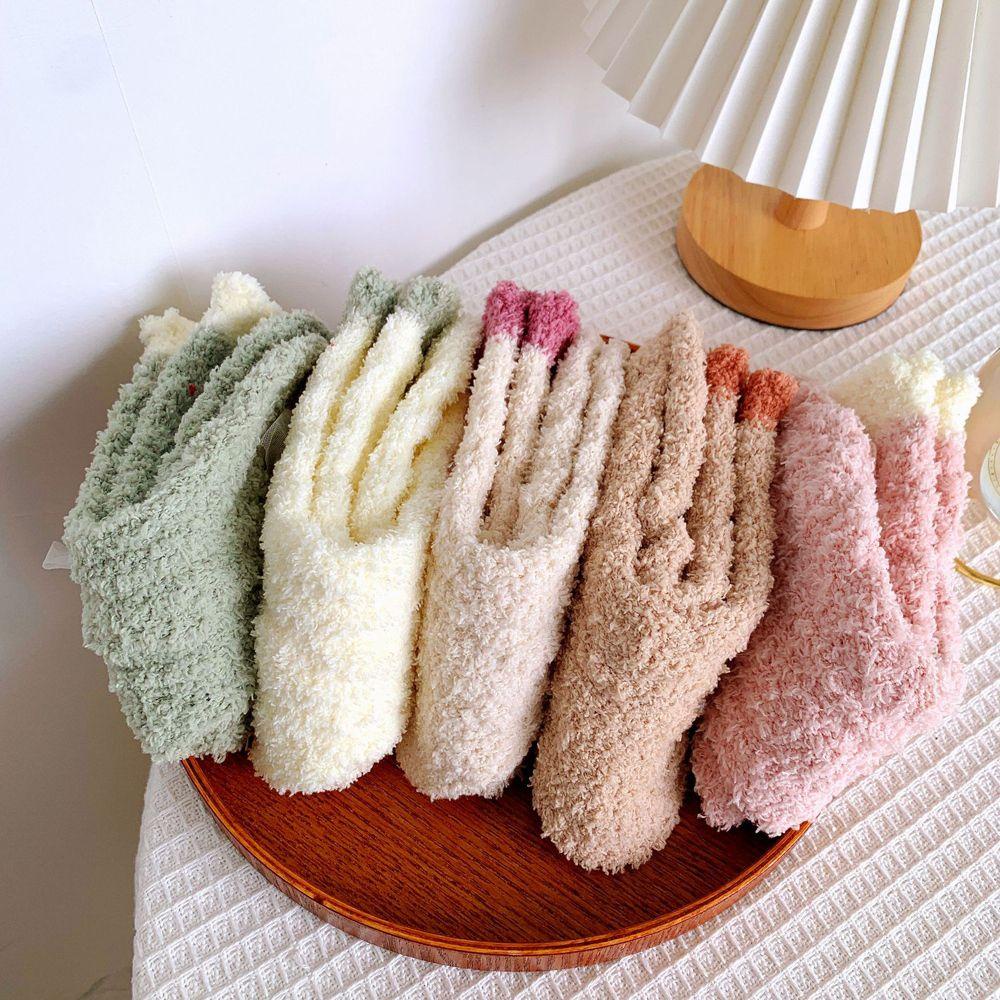 Vớ Ngủ Vải Lông Cừu San Hô Dày Dặn Đính Nơ Hình Củ Cà Rốt Dễ Thương Cho Nữ