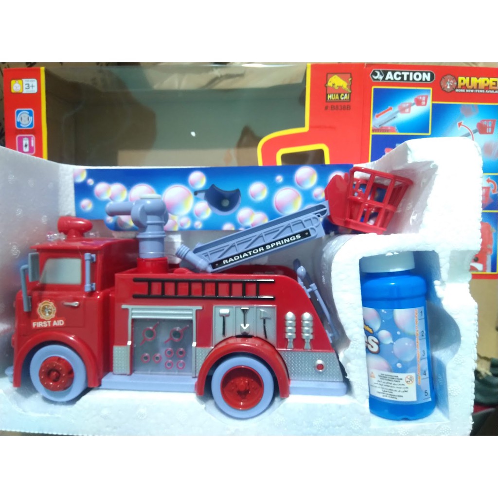 Đồ chơi xe cứu hỏa pin loại lớn phun bong bóng