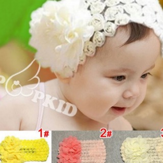 Băng đô ren hoa hồng bản to kết hoa voan