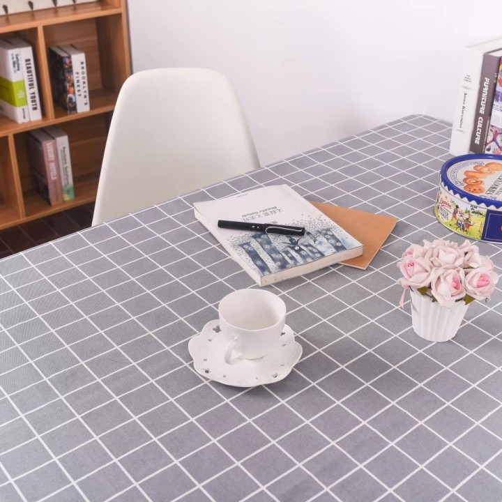 Vải linen họa tiết Caro xám V-D06