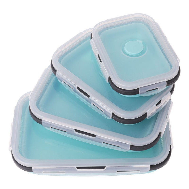 Bộ 4 hộp cơm Bằng Silicone Có Thể Gấp Gọn Tiện Dụng