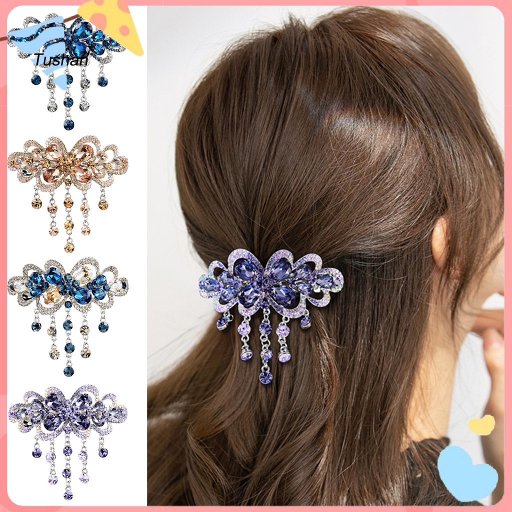 Kẹp Tóc Hợp Kim Họa Tiết Hình Học Đính Đá Thời Trang Cho Nữ