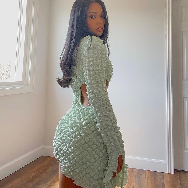 Đầm Tay Dài Cổ Tròn Thiết Kế Thắt Eo Thời Trang Thanh Lịch Cho Nữ