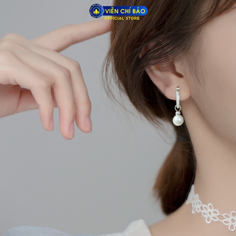 Bông tai bạc nữ Hạt châu chất liệu bạc 925 thời trang phụ kiện trang sức nữ Viễn Chí Bảo B400514