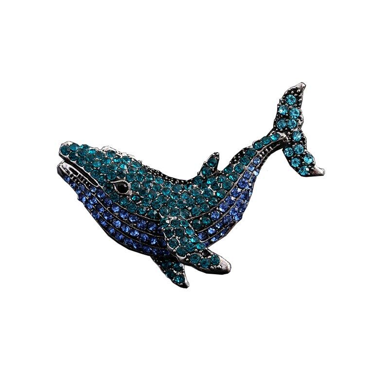 Ghim Cài Áo Hình Cá Heo Đính Đá Nhân Tạo Thời Trang Cho Nữ