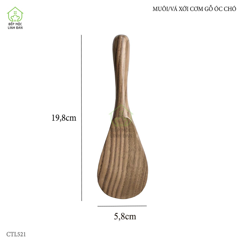 Muôi Xới Cơm HAHANCO - Gỗ Óc Chó Siêu Nhẹ Siêu Sạch