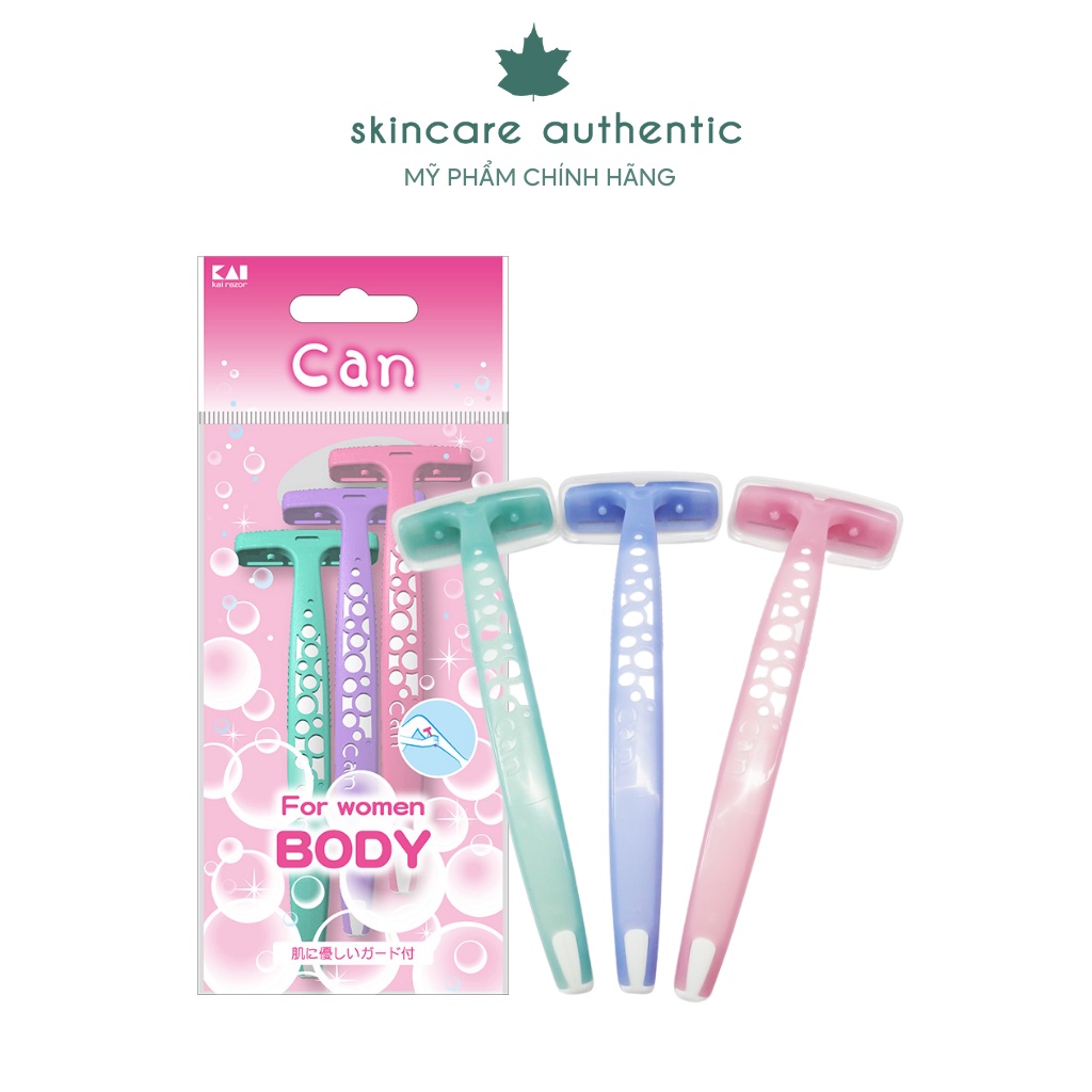 Dao Cạo Lông Đa Năng Cho Nữ Set 3 Cái For Women Body KAI Nhật Bản Từ Thép Không Gỉ Kháng Khuẩn