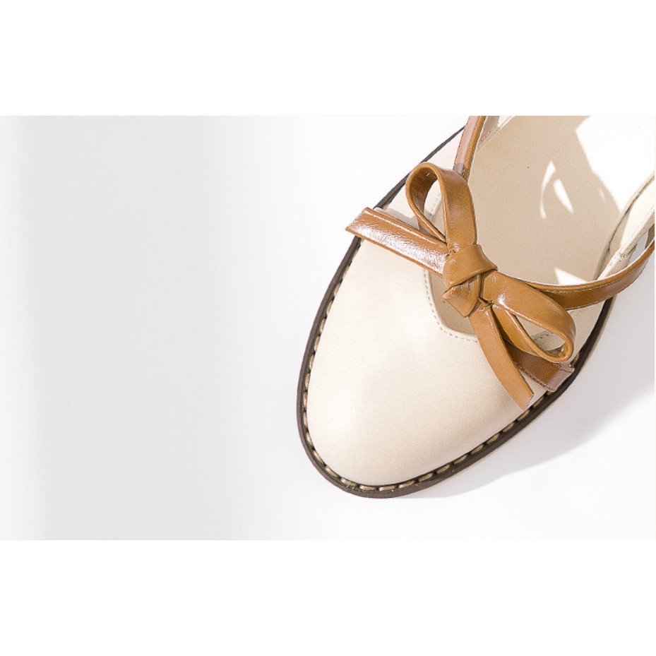 Giày Slip On Nữ Giày Búp Bê Đính Nơ Đế Thấp 3P Phong Cách Retro