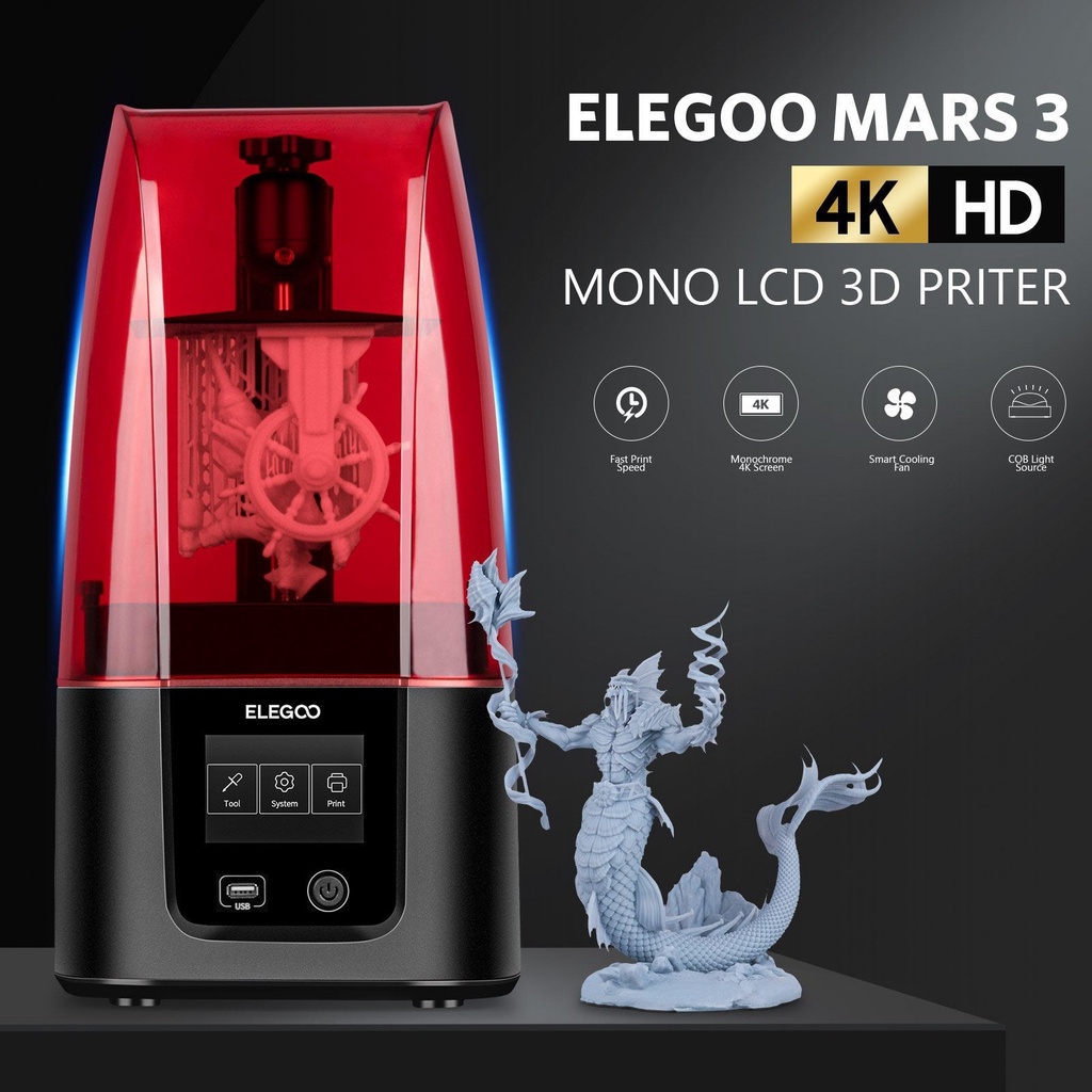 Máy in 3d Mars 3, Ultra 4K Mono, máy in 3d 4k, máy in 3d dlp