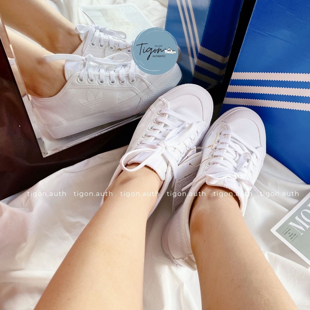 Giày Thể Thao Trắng Adidas Chính Hãng,  Giày Thể Thao Nữ Adidas Nizza Trefoil