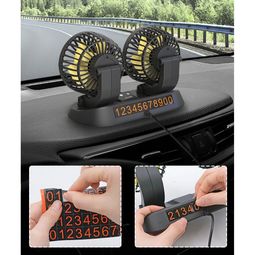 Quạt Mini Xoay 360 Độ Cổng USB Dùng Cho Ô Tô 12V/24V, Bàn Làm Việc