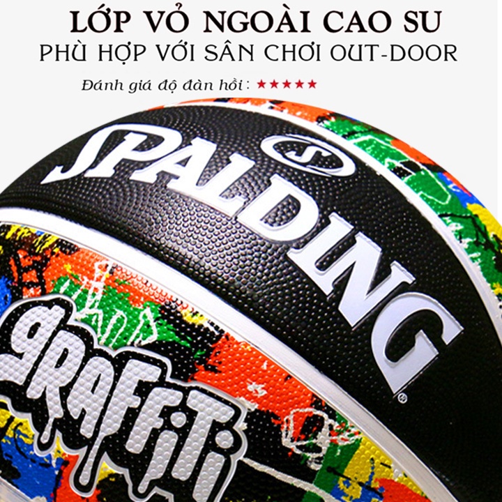 Bóng Rổ Spalding NBA Size Số 7,Banh Bóng Rổ Cao Su GRAFFITI SKETCH Tiêu Chuẩn Thi Đấu