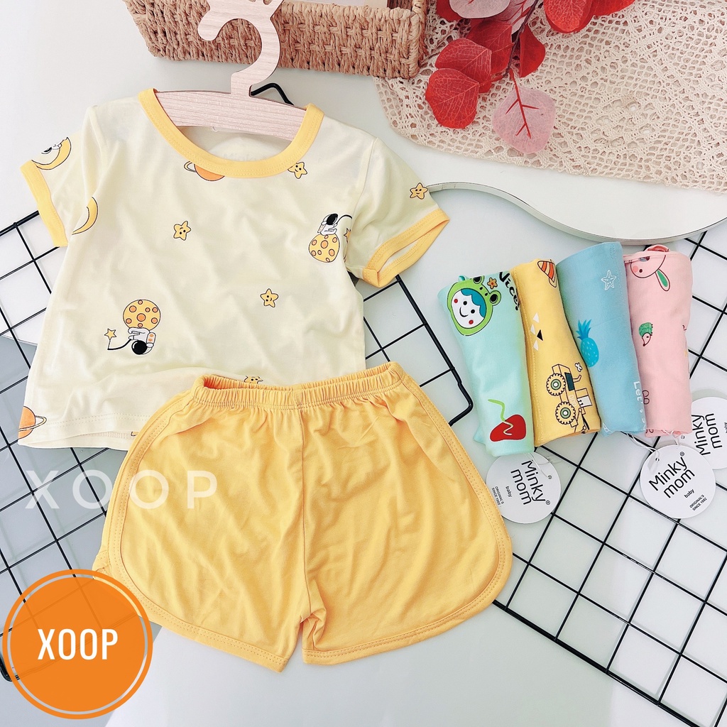 Bộ cộc tay minky mom chất thun lạnh họa tiết ếch xanh- cầu vồng cho bé (8-18kg) (SP002107 ) shop phúc yến