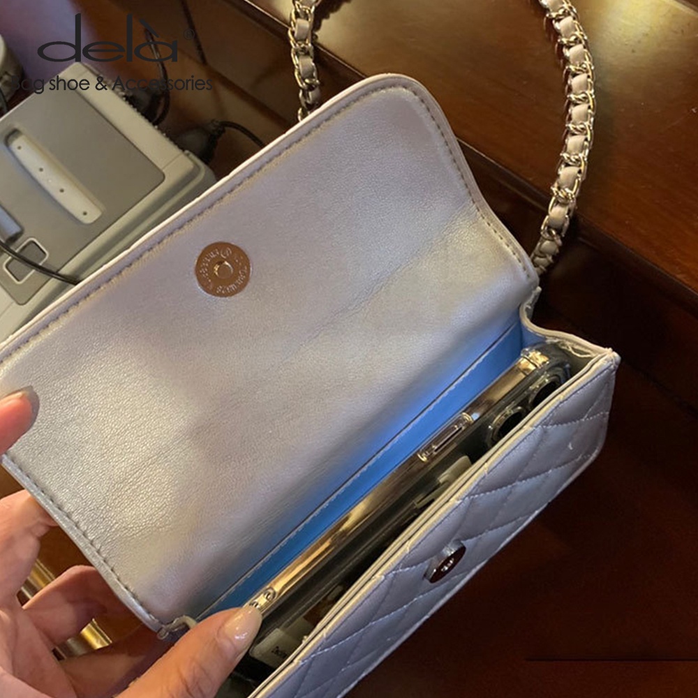 Dela Túi Đeo Chéo Hình Vuông Nhỏ Đính Hạt Kim Cương Có Thể Điều Chỉnh Thời Trang Mới Cho Nữ