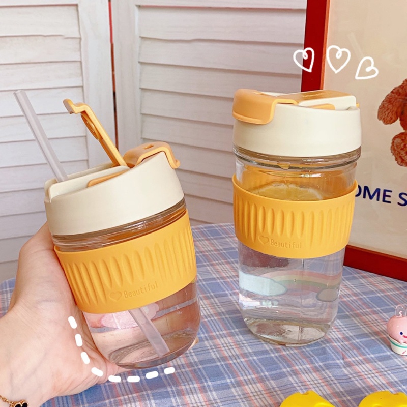 Bình Nước Thủy Tinh Dung Tích Lớn 350ML / 500ML Thiết Kế Đơn Giản Dễ Thương