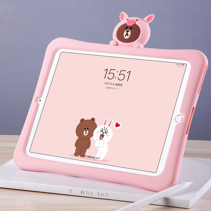 For iPad 7 8 10.2 inch 2019 2020 air 4 10.9 ipad 7 8 10.2 Pro 11 pro 9.7 2018 case ipad pro 10.5 inches iPad Pro9.7 2017/2018 air4 Air3 10.5 air2 air1 9.7 ipad mini 1 2 3 4 5 caseCute bear cartoon Pink brown bear portable fall prevention protective ipad c | BigBuy360 - bigbuy360.vn