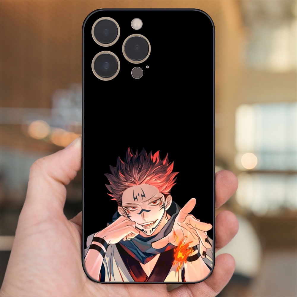 Ốp lưng iPhone 14 Pro dẻo đen cạnh vuông in hình Yuji Jujutsu Kaisen