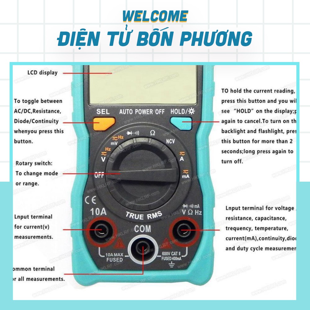 Đồng hồ vạn năng kỹ thuật số Zotek Zoyi Zt-C1 Multimeter bỏ túi đa chức năng đo AC/DC ôm Hz, rò nguồn điện