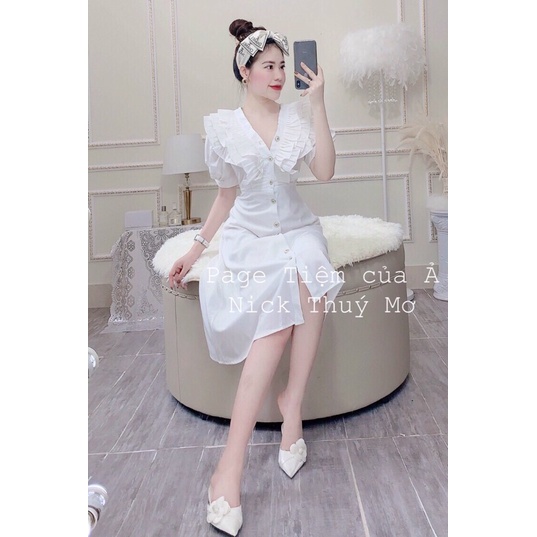 Váy thiết kế cổ bèo tiểu thư kèm ảnh thật (váy 2 kiểu, 1 kiểu k tay và 1 kiểu có tay) | BigBuy360 - bigbuy360.vn