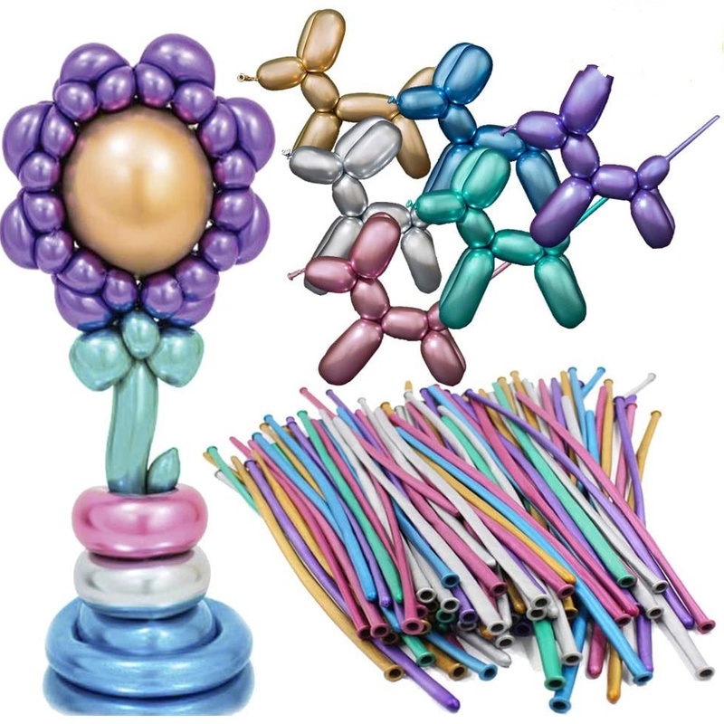 Set 10 Bong Bóng Xoắn Bằng Latex Nhiều Màu Sắc Trang Trí Tiệc Sinh Nhật Cho Bé