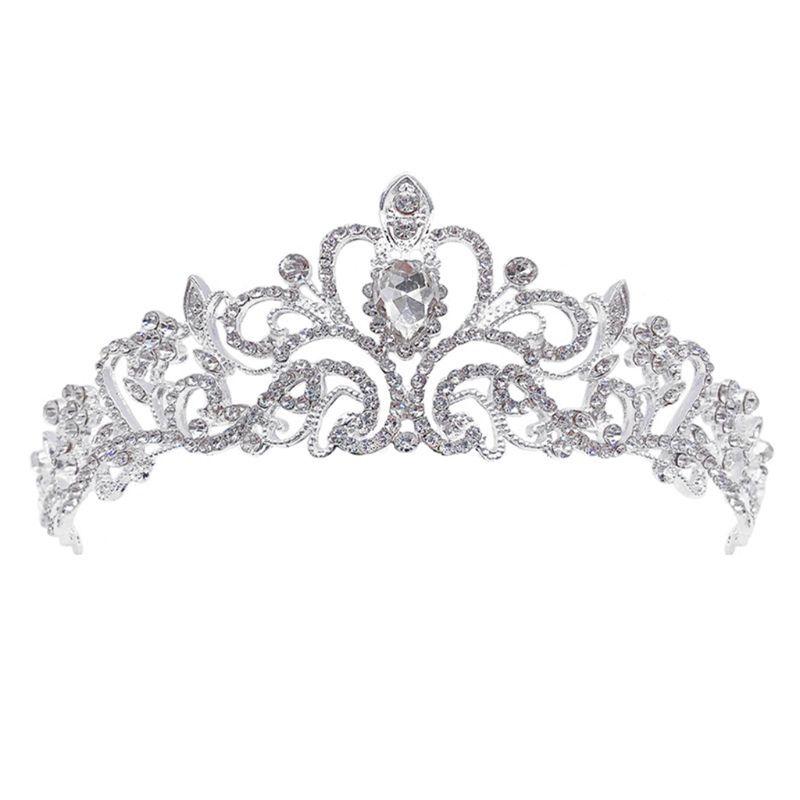 Bộ Vòng cổ + bông tai + băng đô cài tóc hình vương miện đính pha lê thời trang cho nữ