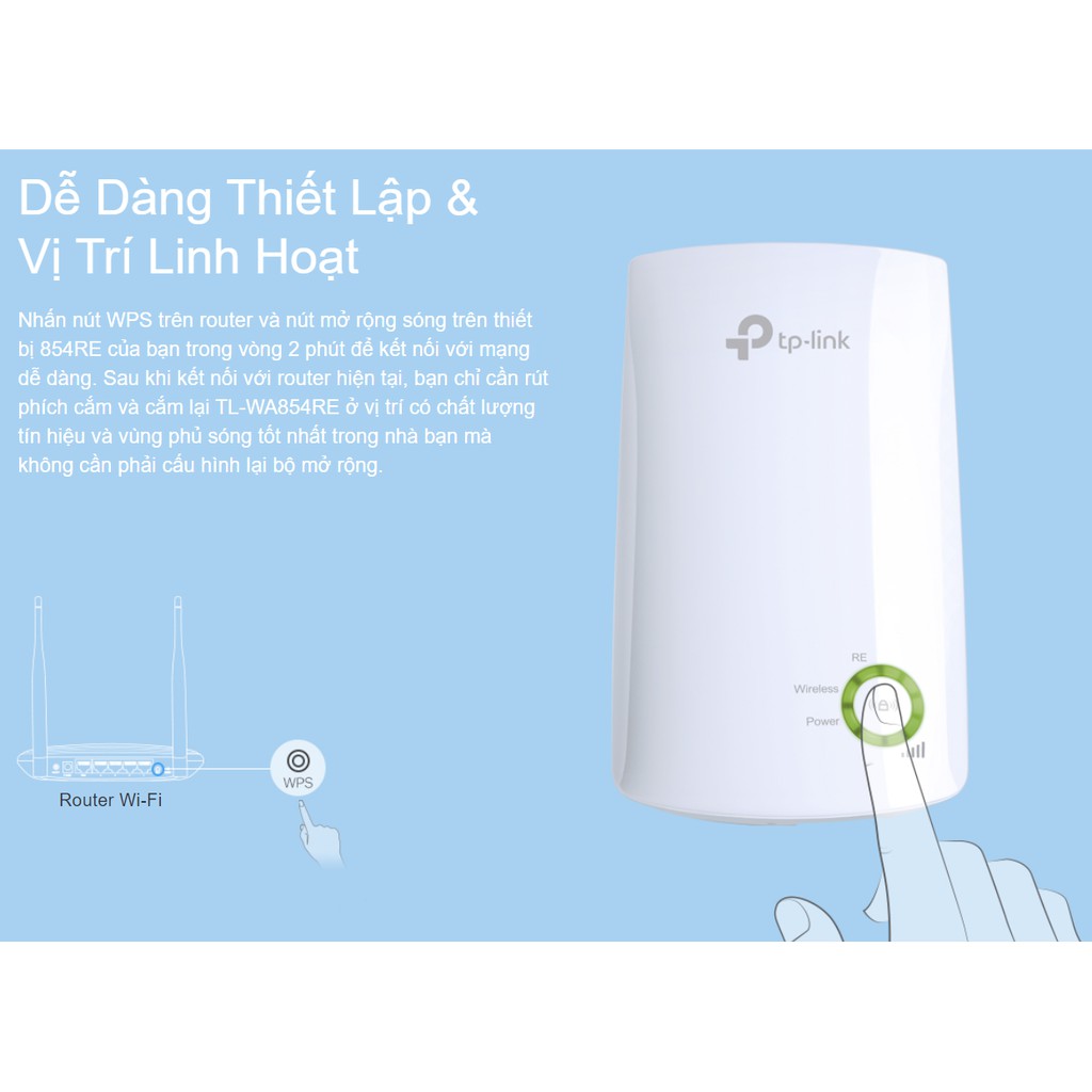 Bộ Mở Rộng Sóng Wifi TP-Link TL-WA854RE và TL-WA850RE, Wifi Repeater 300Mbps - Bảo hành chính hãng 2 năm