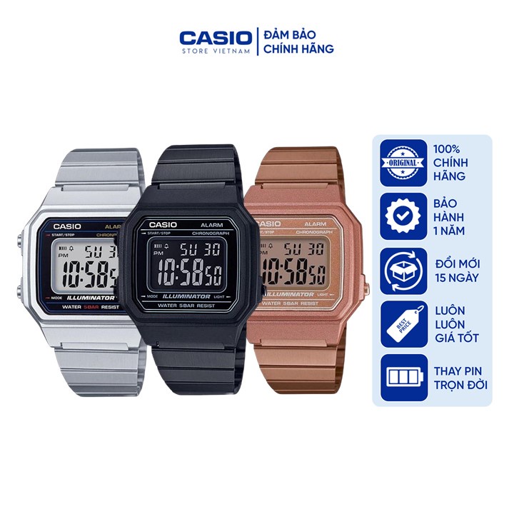 Đồng hồ Nam Casio B650, đồng hồ chính hãng, dây kim loại