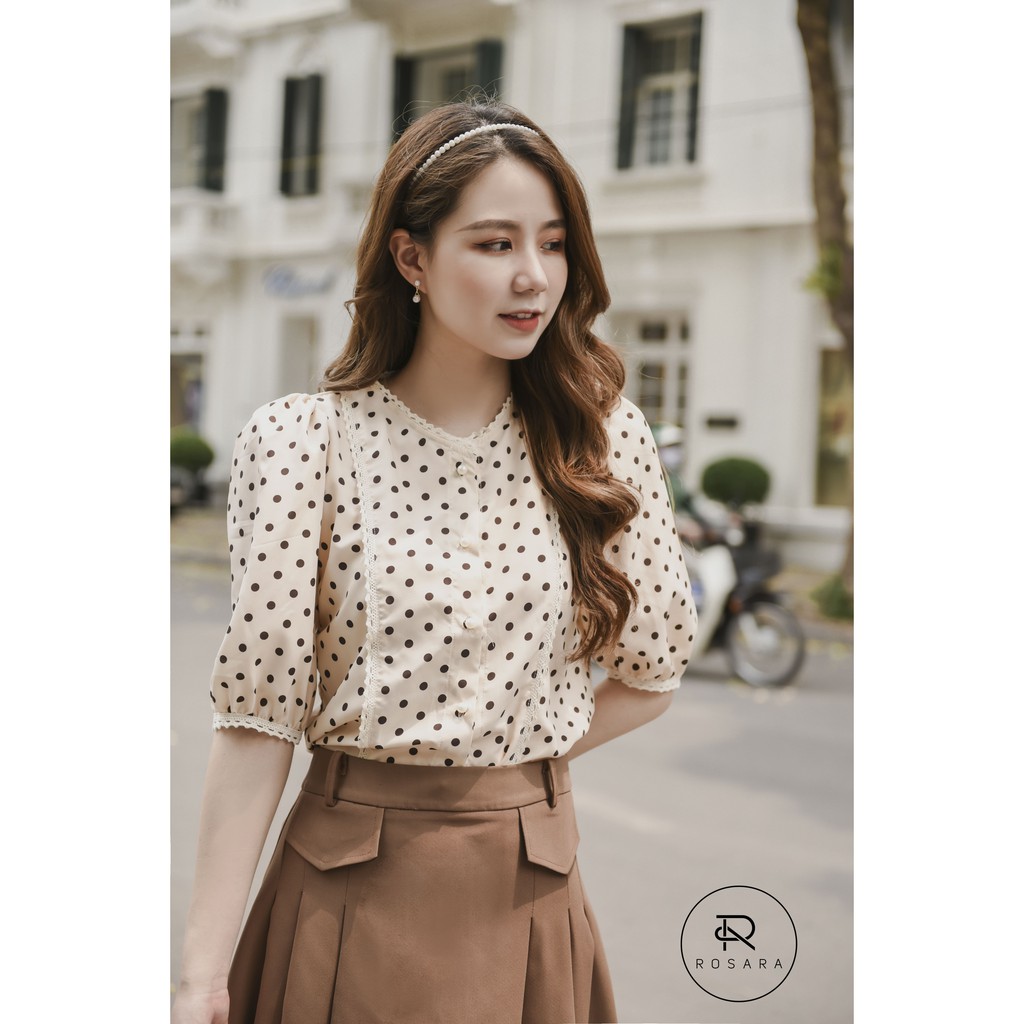Áo sơ mi cổ tròn viền ren Rosara A230 | BigBuy360 - bigbuy360.vn
