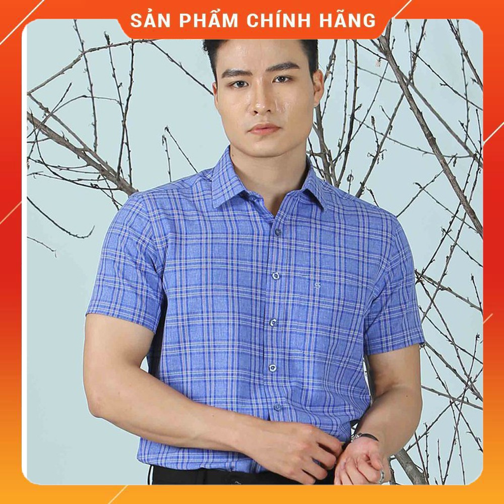 [Hàng hiệu-Gía tốt] ÁO SƠ MI kẻ caro xanh co giãn SANTINO cực đẹp, chất sợi tre - Sơ mi nam tay ngắn|sơ mi nam | BigBuy360 - bigbuy360.vn