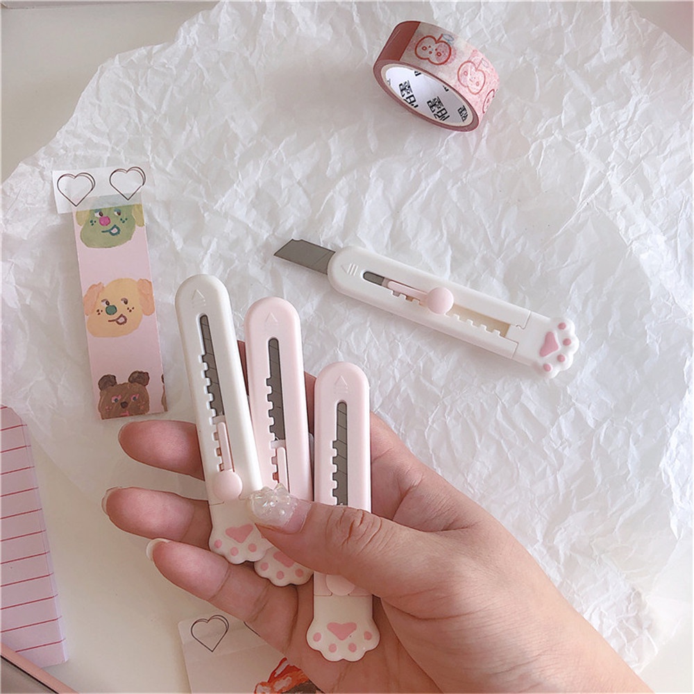 【sweet】1pc students Portable cartoon Mini Cat Claw pattern Utility Knife for Unpacking Envelope Cutting Tool