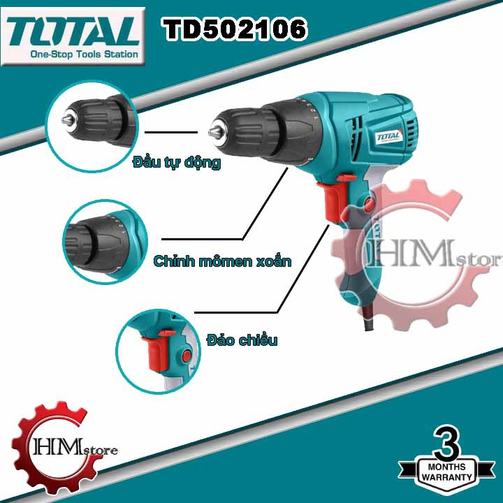 [Chính hãng] Máy khoan vặn vít cầm tay Total TD502106 - Khoan vặn vít 10mm 280w